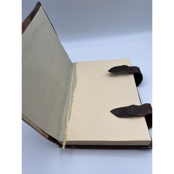 Brown Leather Stone Eye Spell Book Journal w Buckles 7” x 10” - Picture 8 of 12